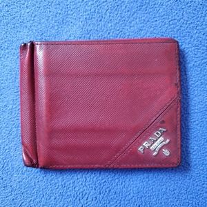 Prada Red Bi Fold Wallet / Card Holder